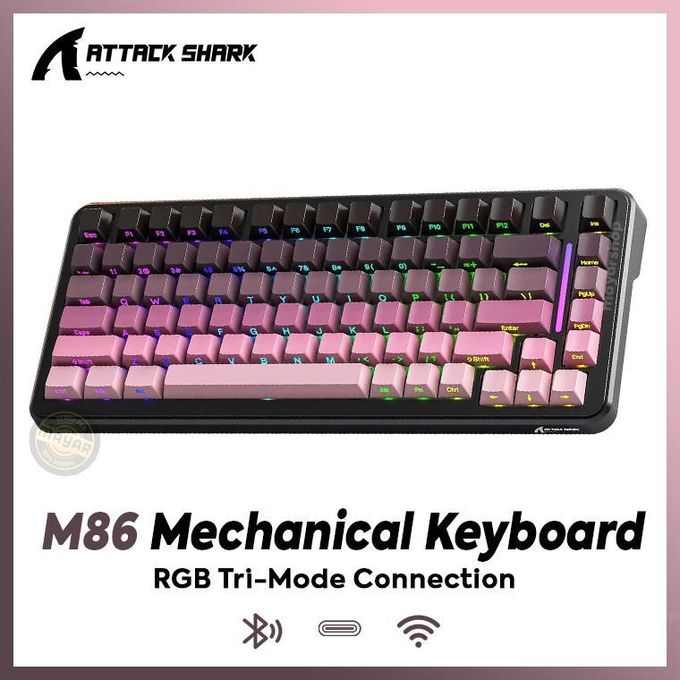 ATTACK SHARK Clavier Mécanique Gaming M86 – Connectivité Tri-Mode Bluetooth 5.0, 2.4GHz sans fil, USB-C filaire – 75% 83 Touches Blueberry Switch – RGB Gamer
 Fiche Technique et Prix au Maroc